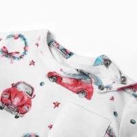 Футболка детская MINAKU "New Year's cars", цвет белый, рост 68-74 см Футболка детская MINAKU "New Year's cars", цвет белый, рост 68-74 см