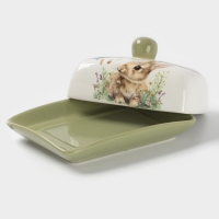 Масленка Доляна "Зайка" цвет белый  17х12х8,5 см