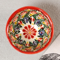 Пиала Риштанская керамика "Узоры",  9,5 см микс, красная