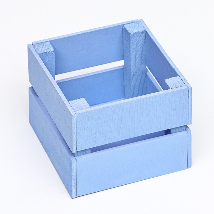 Кашпо деревянное, двухреечное, нежно-голубой, 11 х 11 х 9 см Кашпо деревянное, двухреечное, нежно-голубой, 11 х 11 х 9 см