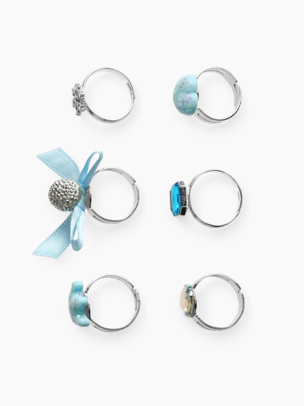 Кольца детские "Выбражулька" набор 6шт,зимняя принцесса ассорти, форма и цвет МИКС, б-р