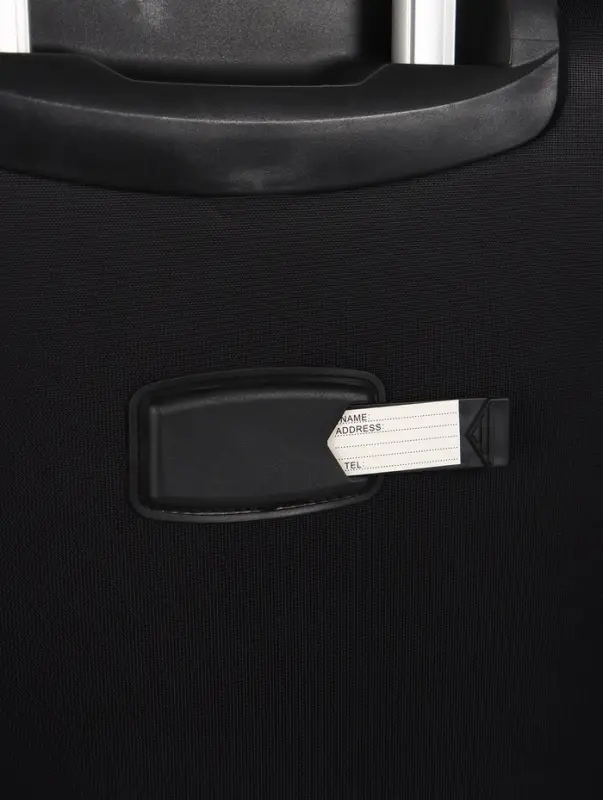 Чемодан 20",Текст,36*25*58,отд на молнии,1 нар/карм, увелич,код замок,4 колеса, черный