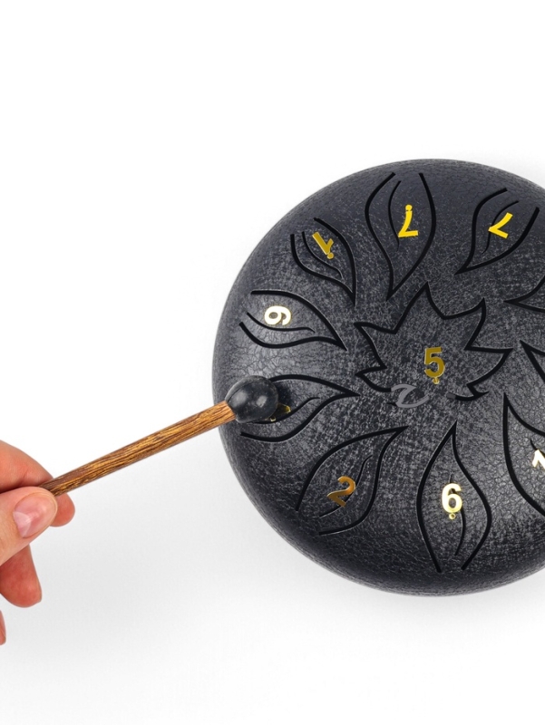 Глюкофон - музыкальный инструмент, цветок черный, 11 лепестков, 18 х 18 х 11 см Глюкофон - музыкальный инструмент, цветок черный, 11 лепестков, 18 х 18 х 11 см