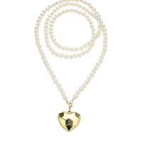 Портупея жемчужная с кулоном &laquo;Сердце&raquo;, 129 см, белая в золоте