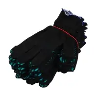 Перчатки садовые, хб, вязка 10 класс, 3 нити, размер 9, с ПВХ точками, чёрные