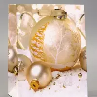 Пакет подарочный ламинированный "Золотые Новогодние игрушки", 18 х 23 х 10 см