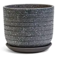 Горшок цветочный  с поддоном 1,6 л, серый керамика "Пряности" (М)