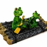 Садовая фигура 17 х 11 х 9,5 см "Лягушки на плоту" Водоплавающая
