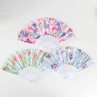 Веер пластик, текстиль "Розы" МИКС 23 см