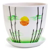 Горшок цветочный поддоном  5 л,  керамика, Азия (М)