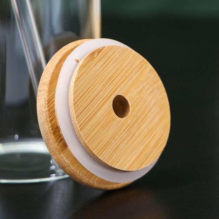 Стакан стеклянный с трубочкой &laquo;Эко&raquo;, 500 мл, 7,5&times;15,5 см