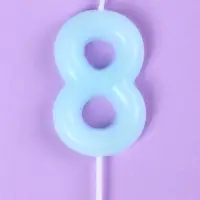 Свеча в торт &laquo;Цифра 8&raquo;, светящаяся голубая, 9 см