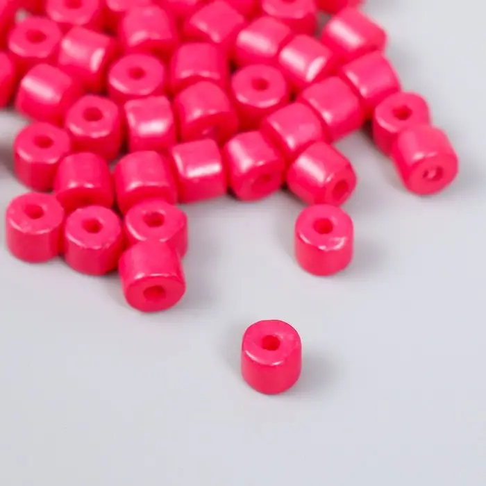 Бусины для творчества пластик цилиндр "Фуксия" МИКС  набор 20 гр 0,6х0,6х0,5 см