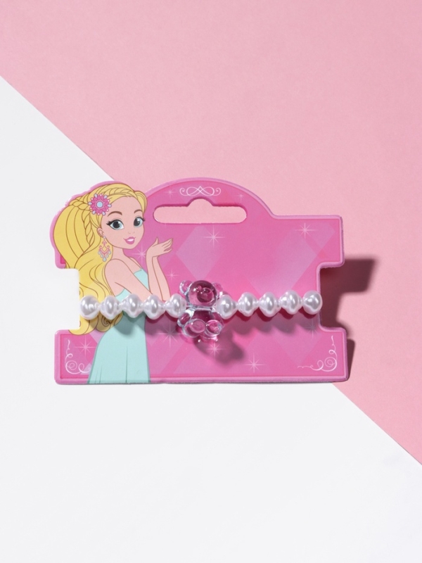 Браслет детский &laquo;Выбражулька&raquo; мармеладный мишка, жемчуг, белый с голубым