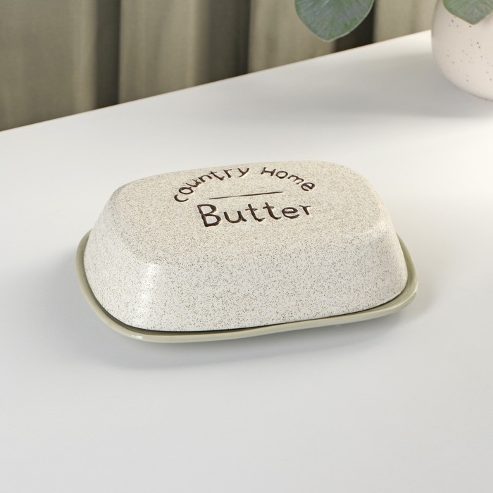 Маслёнка керамическая &laquo;Домик в деревне&raquo; 18,5&times;12,5&times;5,5 см