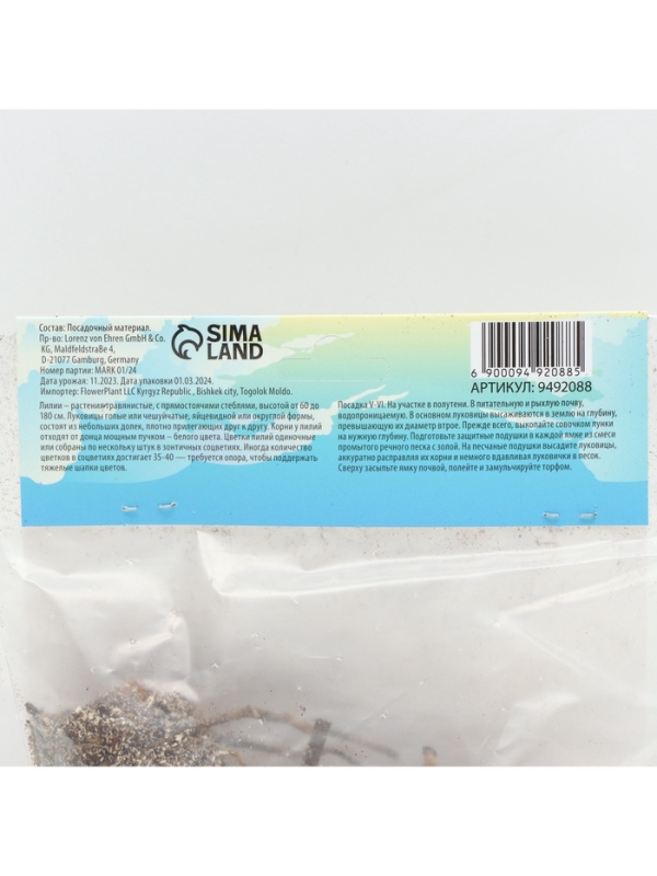 Лилии видовые Zeba, луковица в пакете с перфорацией, р-р 12/14, 2 шт.