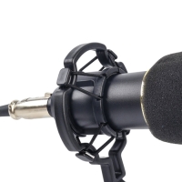 Микрофон конденсаторный Music Life золотой: кабель, ветрозащита, стойка