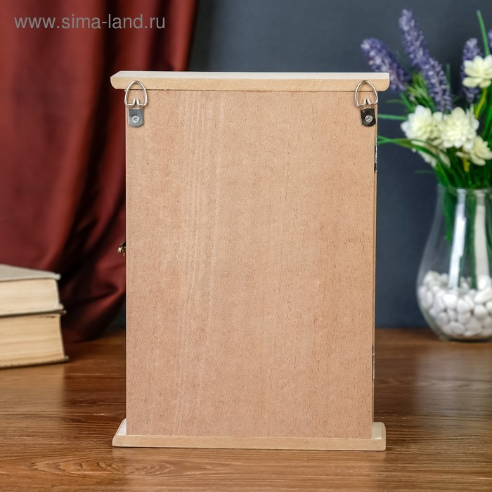 Ключница дерево 5 крючков "Ключи и клетка" 26х19х6 см