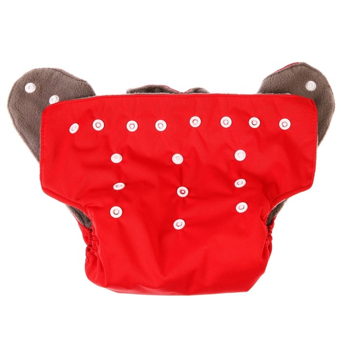 Многоразовый подгузник, угольно-бамбуковая ткань, 3-15 кг, цвет красный, Крошка Я