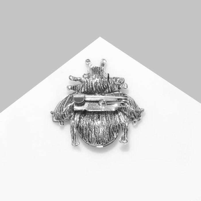 Брошь &laquo;Жук&raquo;, цвет сине-розовый в чернёном серебре