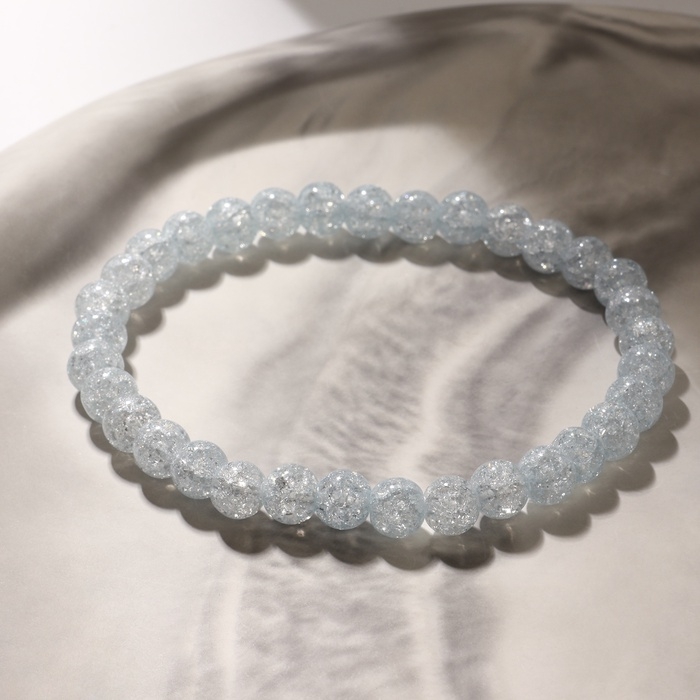 Браслет шар №6 &laquo;Кварц сахарный&raquo;, цвет голубой