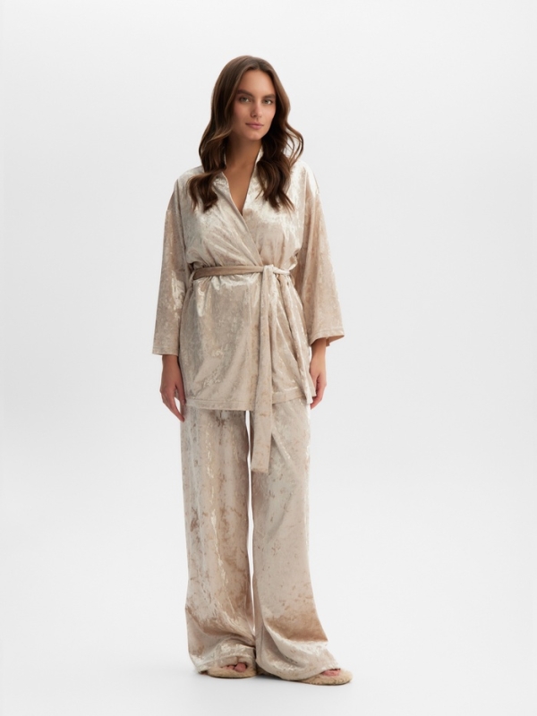 Комплект женский (жакет, брюки) KAFTAN Velvet р. 52-54, бежевый
