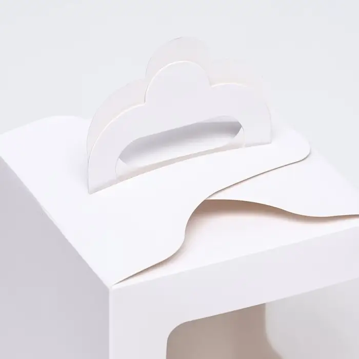 Коробка для пирожного с оконом, белая, 12.5&times;12.5&times;15 см