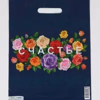 Пакет "Счастье, полиэтиленовый с вырубной ручкой 30х40 см, 60 мкм