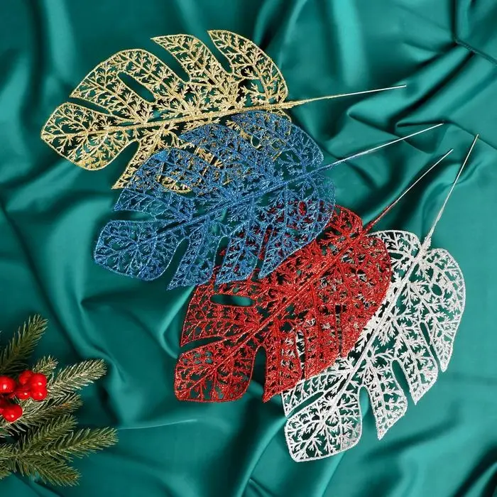 Декор блеск &laquo;Листья монстера&raquo;, h=30 см, МИКС