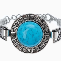 Браслет ассорти &laquo;Бирюзовый мир&raquo; круг, цвет голубой в серебре, L=19 см