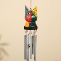Музыка ветра "Кот" дерево, алюминий 8х8х80 см, МИКС