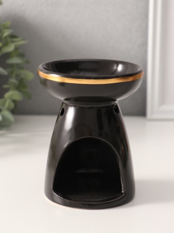 Аромалампа керамика "Древо жизни" чёрная с золотом 9,3х9,3х11,8 см