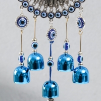 Музыка ветра металл, пластик "Мандала от сглаза" 5 колокольчиков, кисточка h=30 см