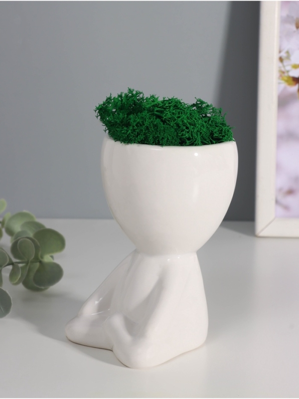 Кашпо керамика "Мистер Грин йог" 11,5*7*8 см белый