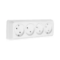 Розетка четырехместная TANGO, 16 А, 250 В, IP 20, без заземления, огнеупорный ABS-пластик, белая 109