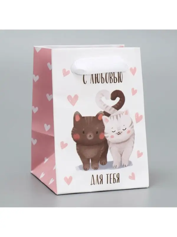 Пакет подарочный ламинированный, упаковка, &laquo;Котики&raquo;, 7&times;10&times;7 см