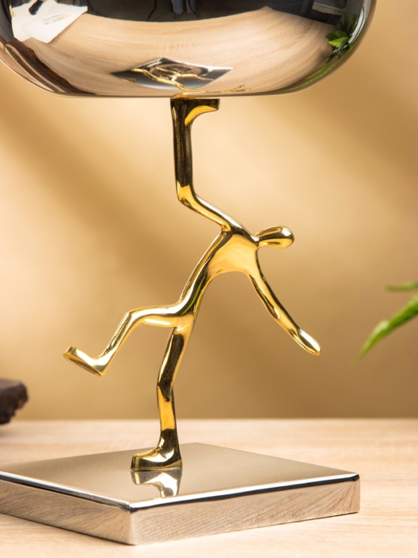 Блюдо сервировочное на подставке "Человек" d 18 см нержавеющая сталь. латунь