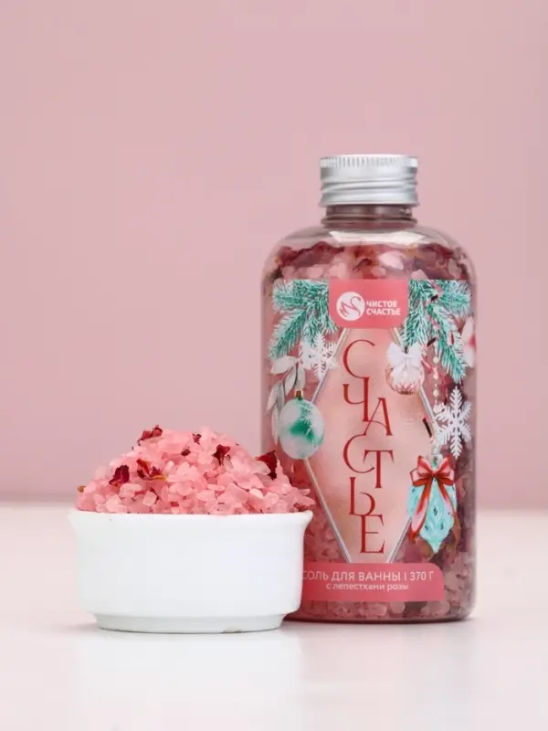 Соль для ванны с лепестками розы, 370 гр