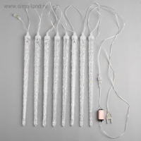Гирлянда &laquo;Сосульки рифленые&raquo; 2.5 &times; 0.42 м, IP65, прозрачная нить, 288 LED, свечение белое с эффектом стекания, 12 В