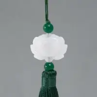 Подвеска текстиль, пластик "Кисть. Лотос" тёмно-зелёная 1,2х2,7х14,5 см
