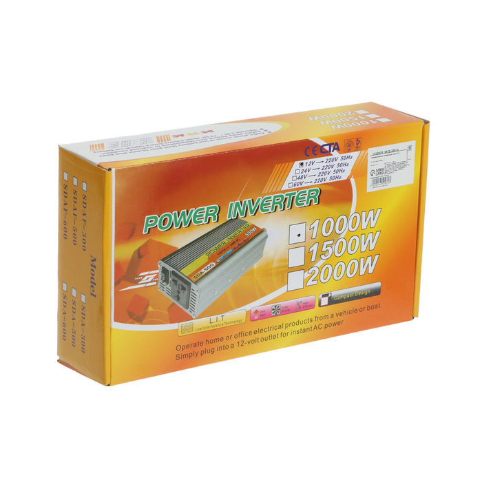 Преобразователь напряжения 12/220 В, 1000 Вт, USB выход