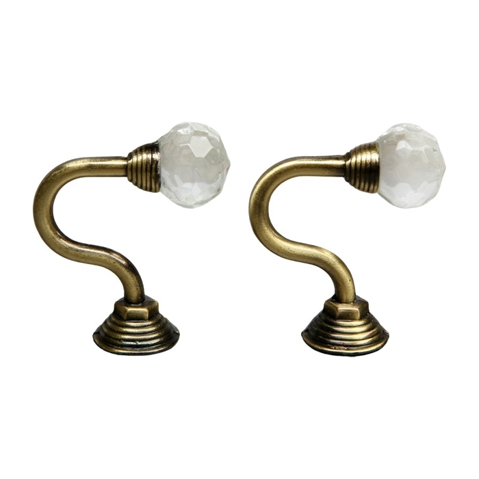 Крючок для штор "ТУНДРА" KS007, однорожковый, цвет бронза