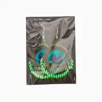 Серьги "Павлин" 5х8 см, цв. зелёный