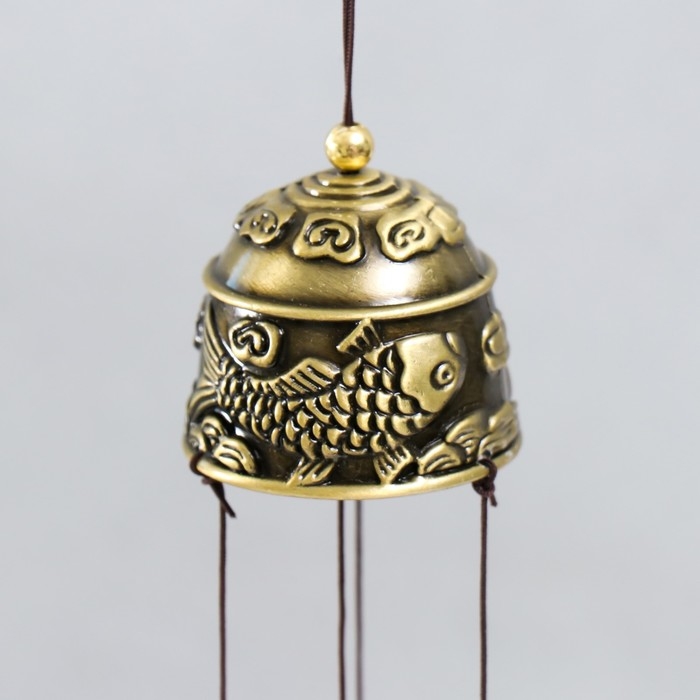 Музыка ветра металл "Горлянка" 3 колокольчика 1 фигурка 46 см