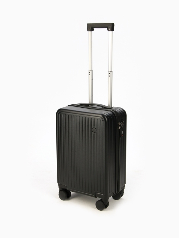 Чемодан 20", PС, 34*22*56, отд на молнии, код замок, 4 колеса, черный