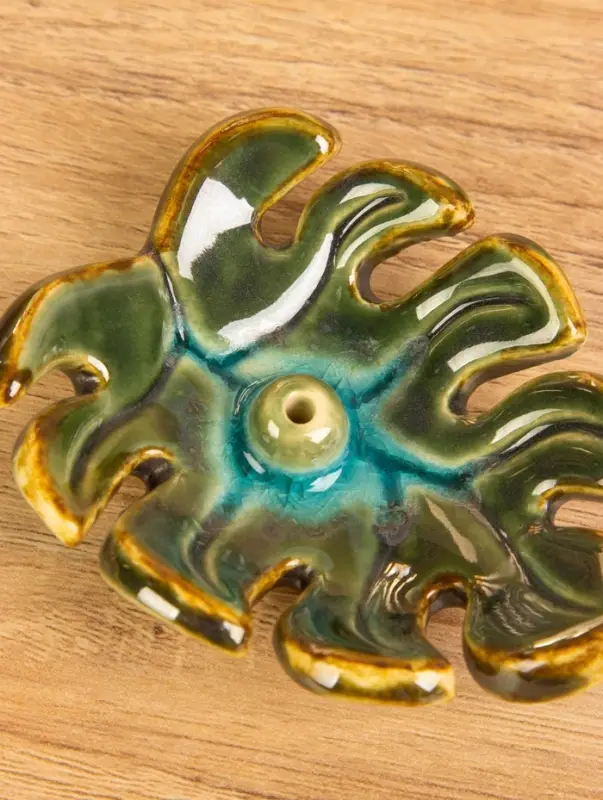 Подставка под благовония &laquo;Лист&raquo;, 8&times;7&times;2 см, керамика, зелёная