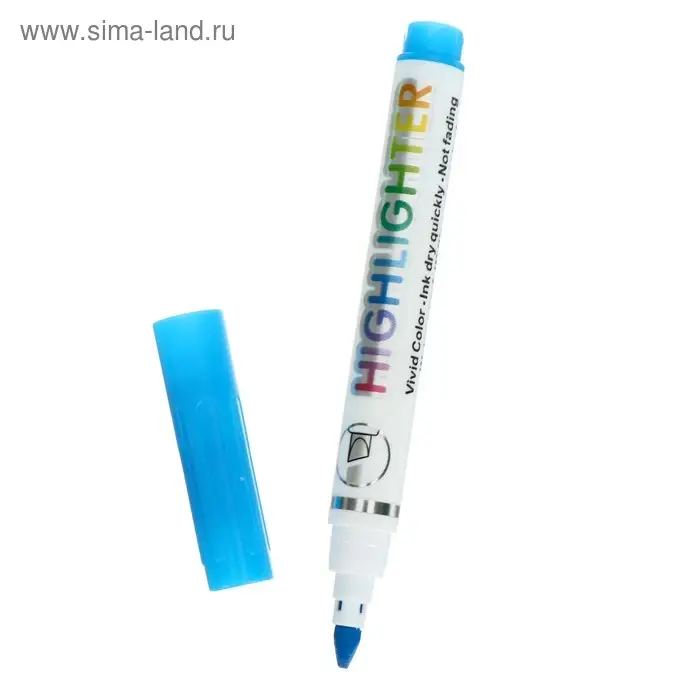 Маркер текстовыделитель, наконечник скошенный 4 мм, синий