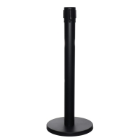 Стойка ограждения черная, с вытяжной лентой-470 см желтая - черная, высота-90см,d- 6см,напольный d-32см