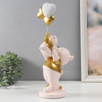 Сувенир полистоун "Мишка держит медвежонка с шариками" 10х13х36 см