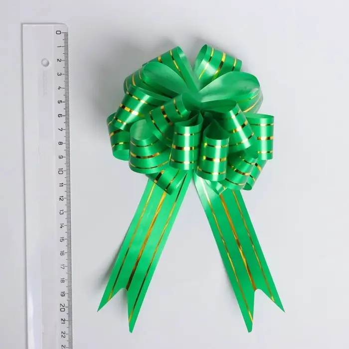 Бант - шар №3 &laquo;Золотые полосы&raquo;, зелёный